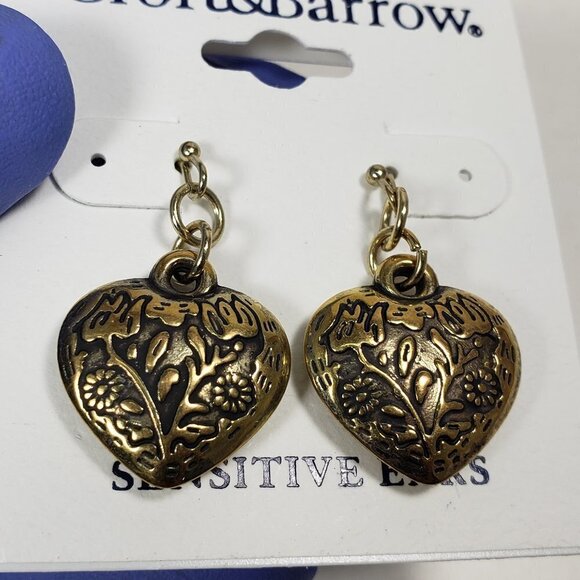 Ornate Heart Dangle Earrings – Vintage-Inspired Floral Boho Fashion Jewelry 1-in - Picture 7 of 7